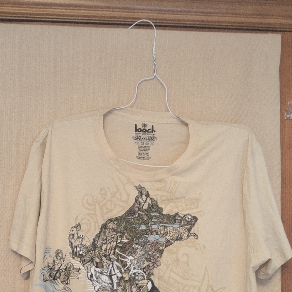 Peru Cultural Tourist Hotspots Map Of Peru Looch T-Shirt Size XXL